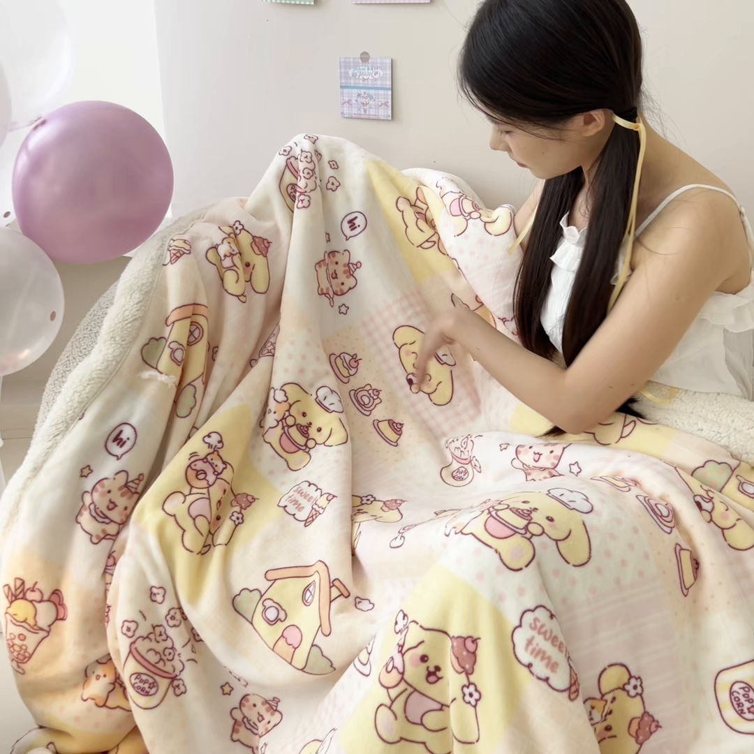 91家纺网 家纺一手货源 找家纺 沐慕 2025新款牛奶绒拼羊羔绒毛毯盖毯毯子 毛毯-萌狗日记