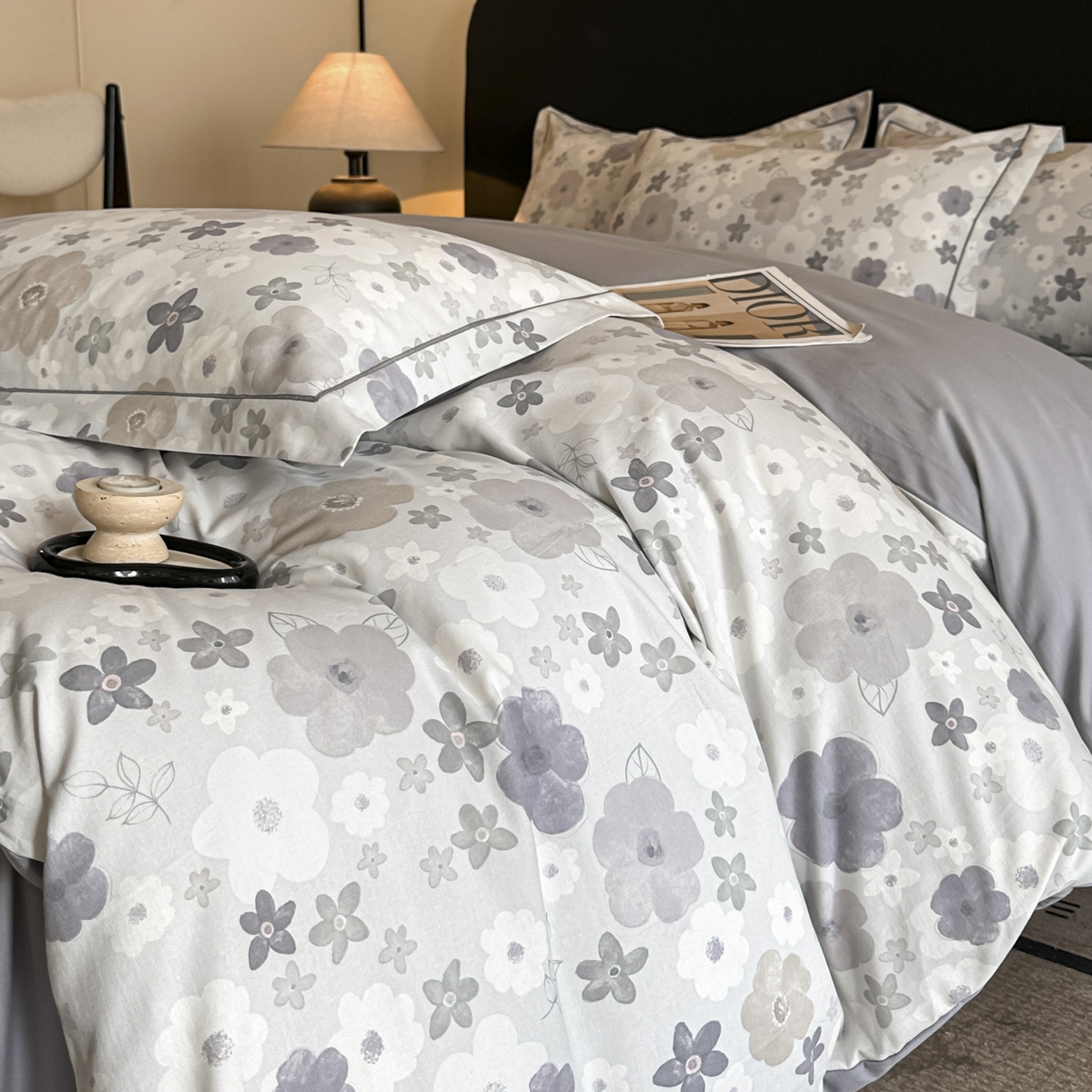 91家纺网 家纺一手货源 找家纺 大柏树 2025新款全棉磨毛印花四件套系列(可定制) 涧菓-紫