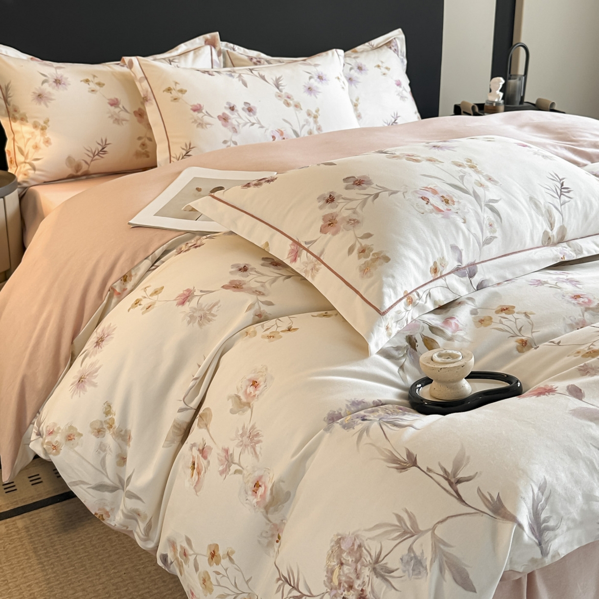 91家纺网 家纺一手货源 找家纺 大柏树 2025新款全棉磨毛印花四件套系列(可定制) 初茅-米