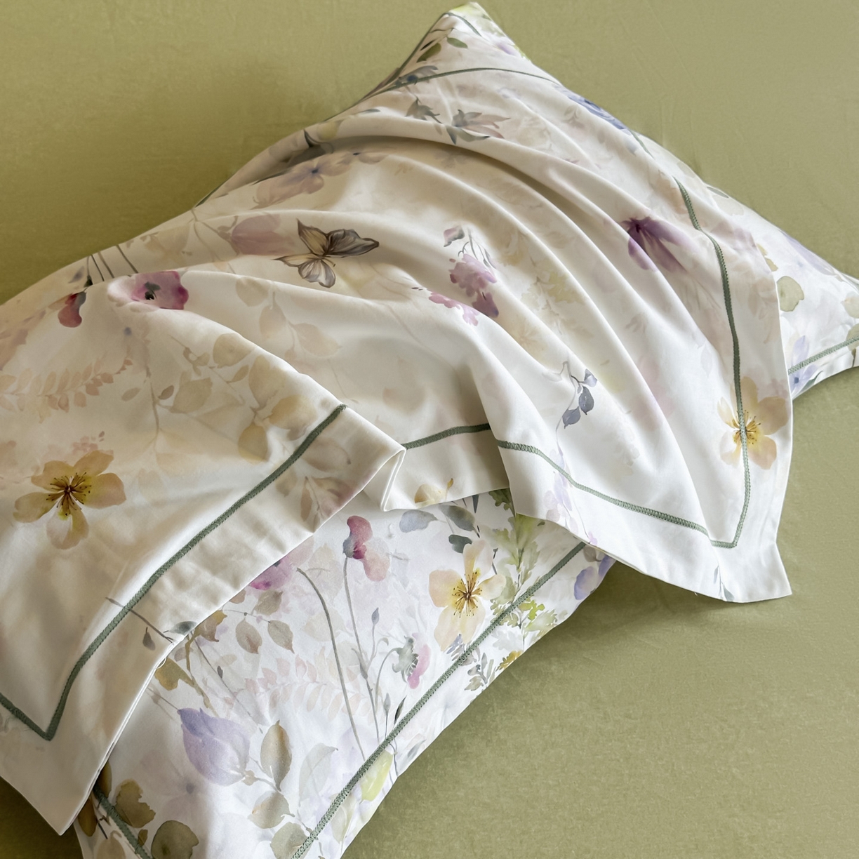 91家纺网 家纺一手货源 找家纺 大柏树 2025新款全棉磨毛印花四件套系列(可定制) 花笺集-米白