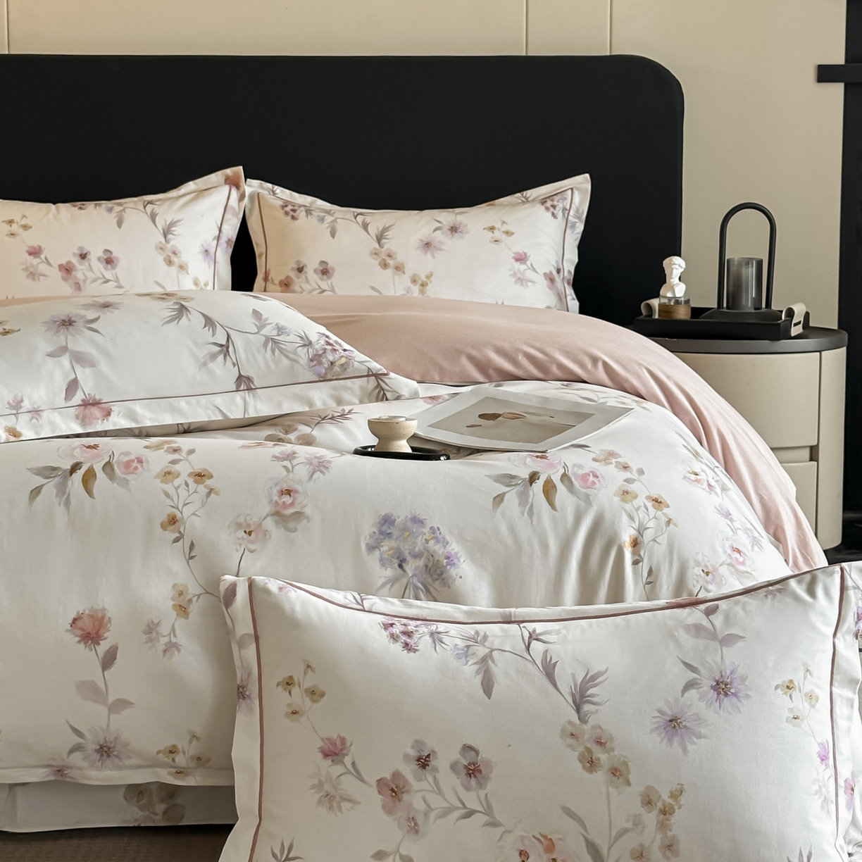 91家纺网 家纺一手货源 找家纺 大柏树 2025新款全棉磨毛印花四件套系列(可定制) 初茅-米