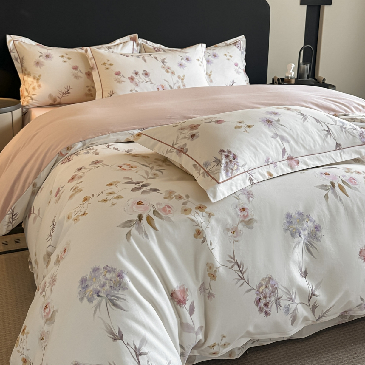 91家纺网 家纺一手货源 找家纺 大柏树 2025新款全棉磨毛印花四件套系列(可定制) 初茅-米