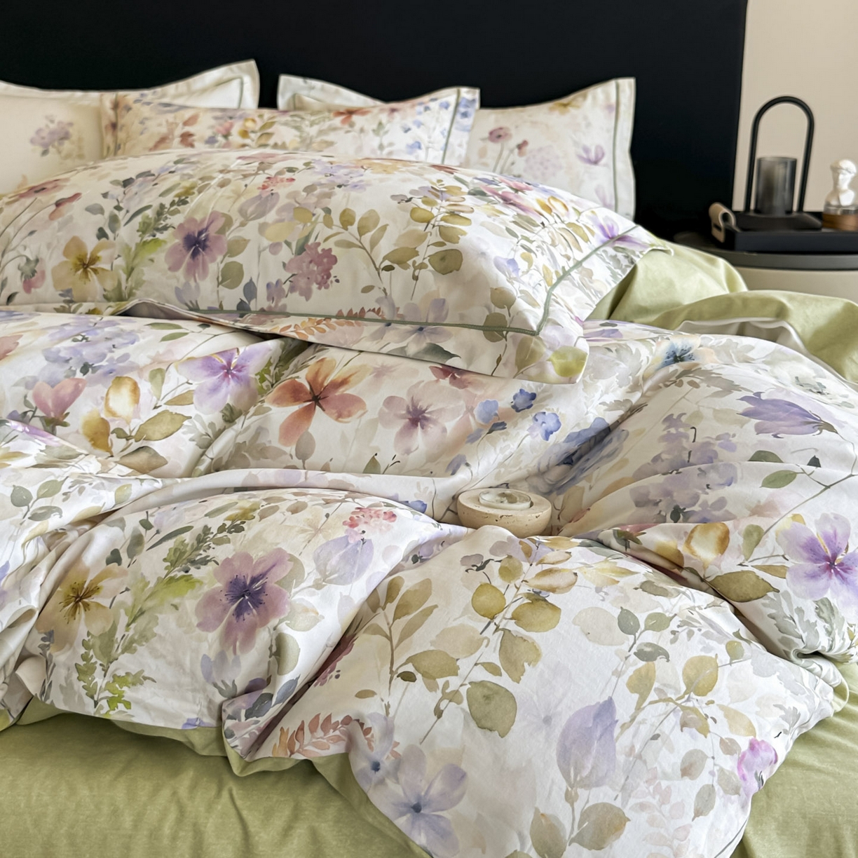 91家纺网 家纺一手货源 找家纺 大柏树 2025新款全棉磨毛印花四件套系列(可定制) 花笺集-米白