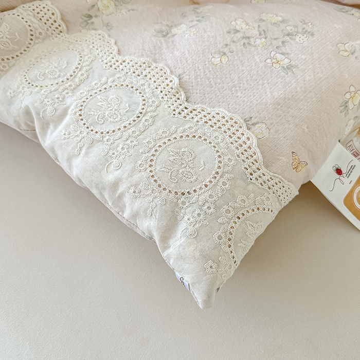 91家纺网 家纺一手货源 找家纺 芯恋 25年新款亚麻风全棉花边云感冬被四季被加厚冬被 苍兰