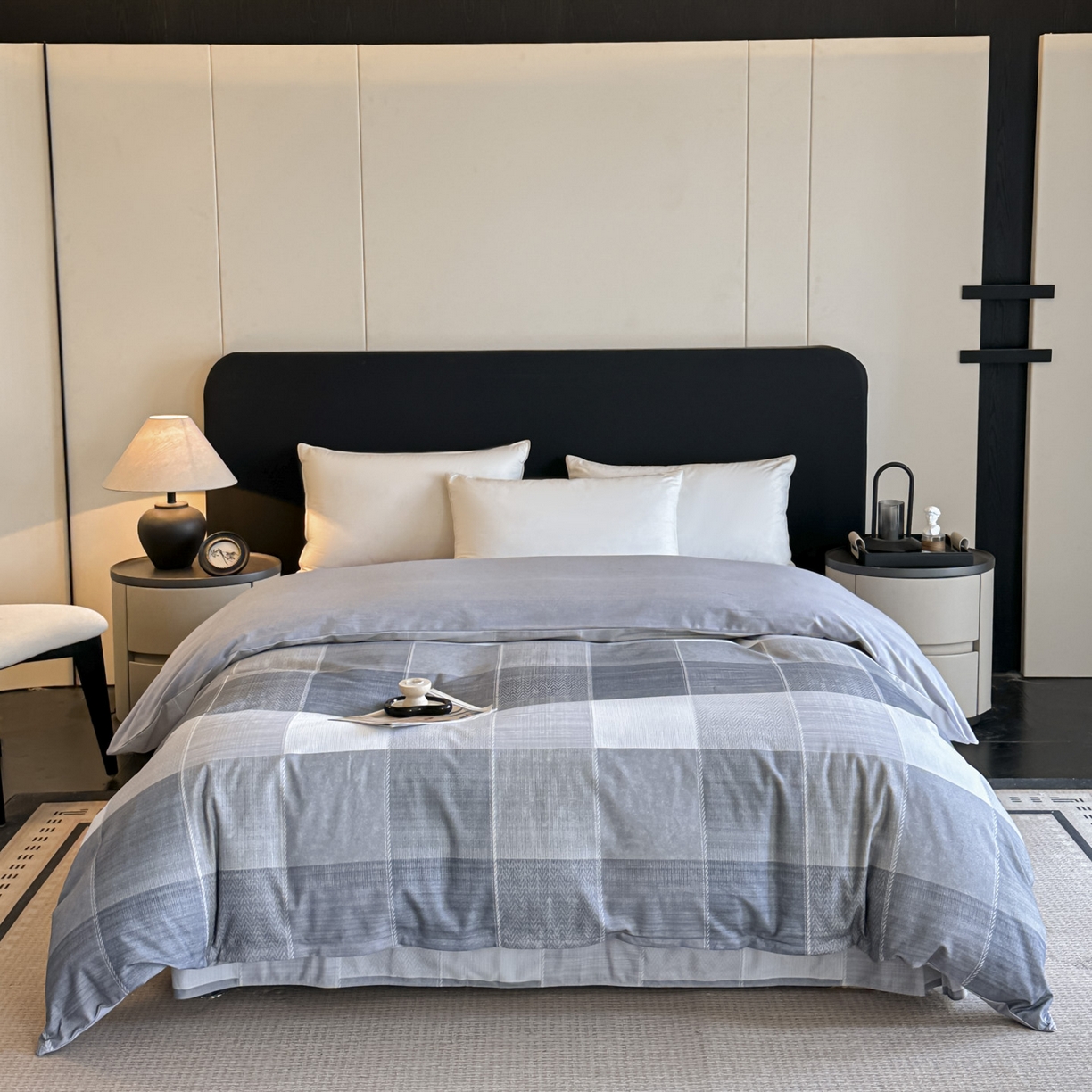 91家纺网 家纺一手货源 找家纺 大柏树 2025新款全棉磨毛印花单被套系列（可定制） 流年印记-蓝