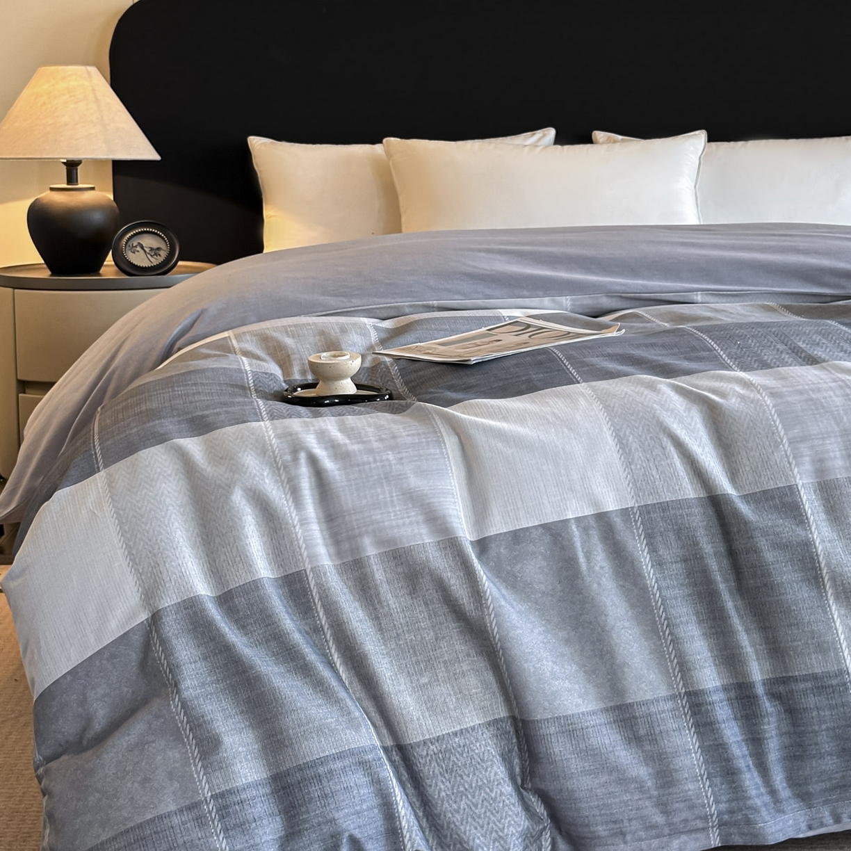 91家纺网 家纺一手货源 找家纺 大柏树 2025新款全棉磨毛印花单被套系列（可定制） 流年印记-蓝