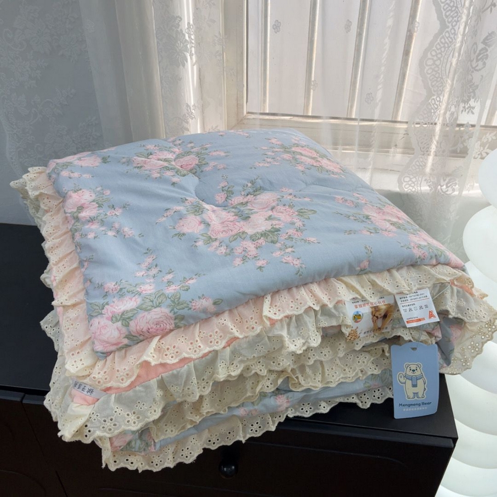 暖居 2025新款纯棉花边款春秋豆豆被四季通用 苏里南