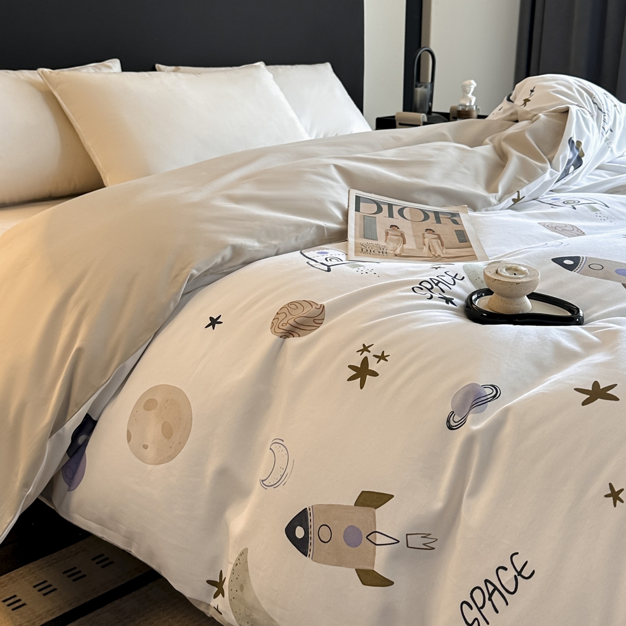 大柏树 2025新款全棉磨毛印花单被套系列（可定制） 遨游太空