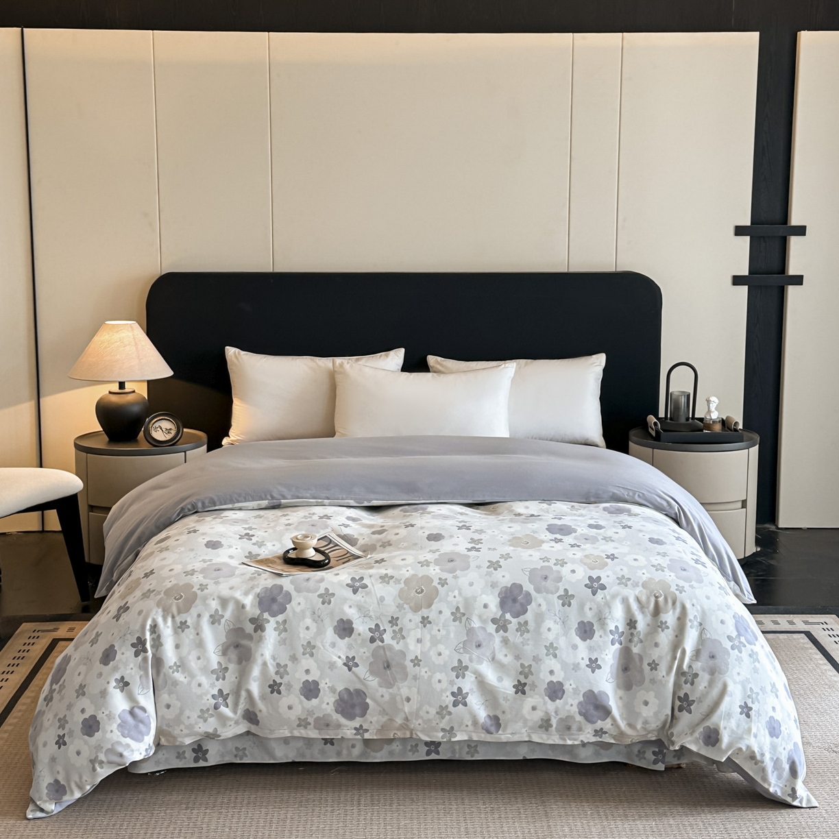 91家纺网 家纺一手货源 找家纺 大柏树 2025新款全棉磨毛印花单被套系列（可定制） 涧菓-紫