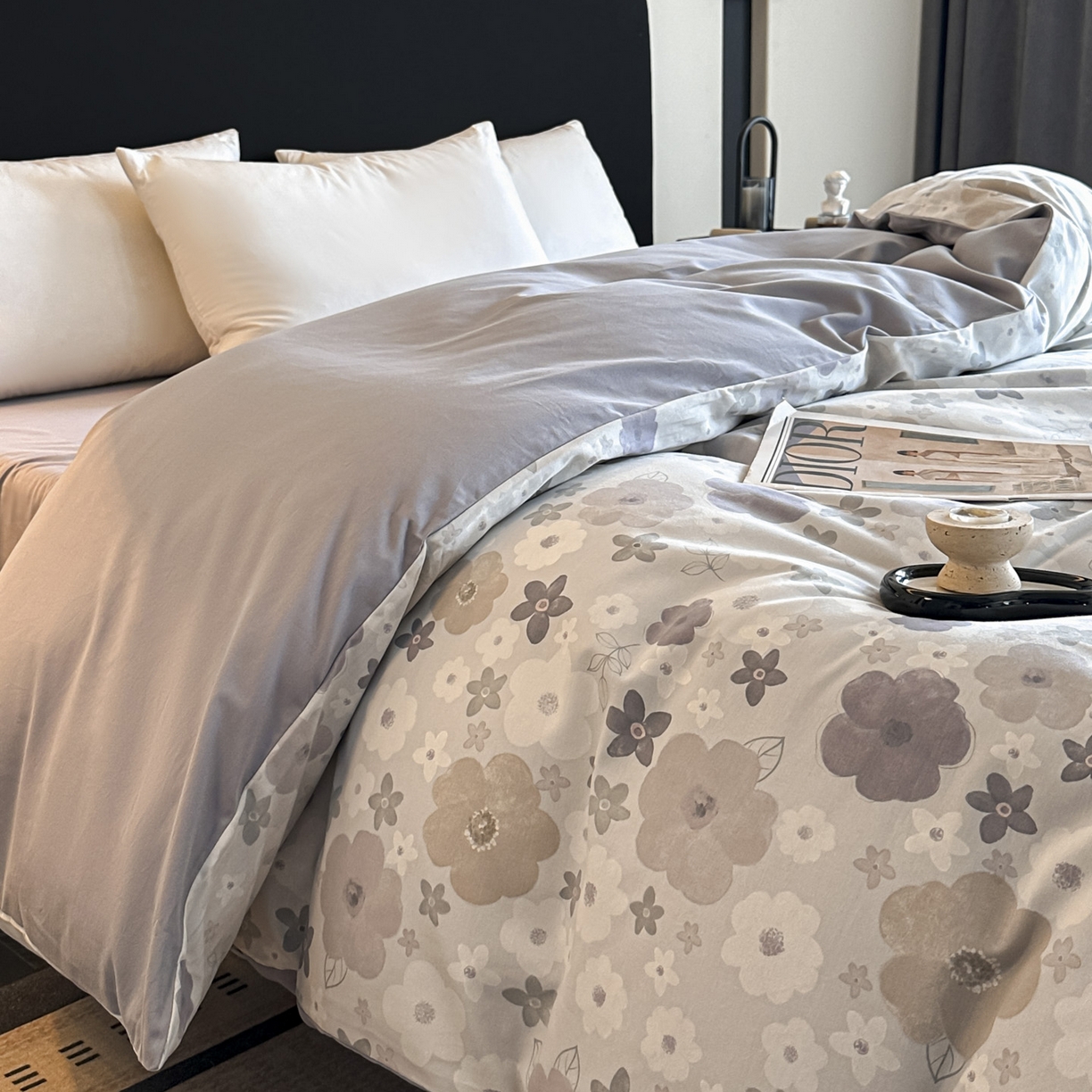 大柏树 2025新款全棉磨毛印花单被套系列（可定制） 涧菓-紫