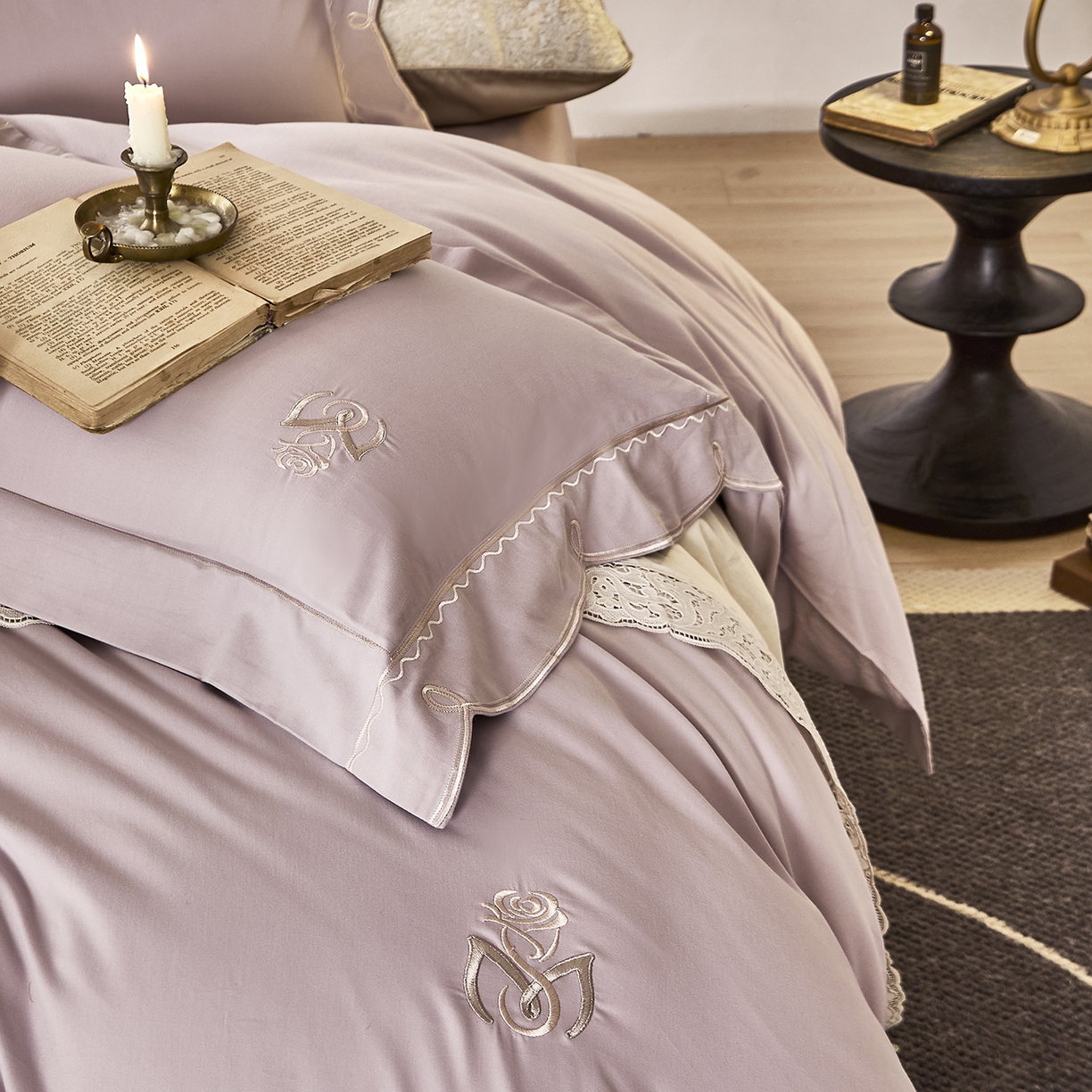 91家纺网 家纺一手货源 找家纺 玖玖爱家纺 2025新款亲肤柔软婴肤棉四件套-小邂逅 小邂逅-暮山紫