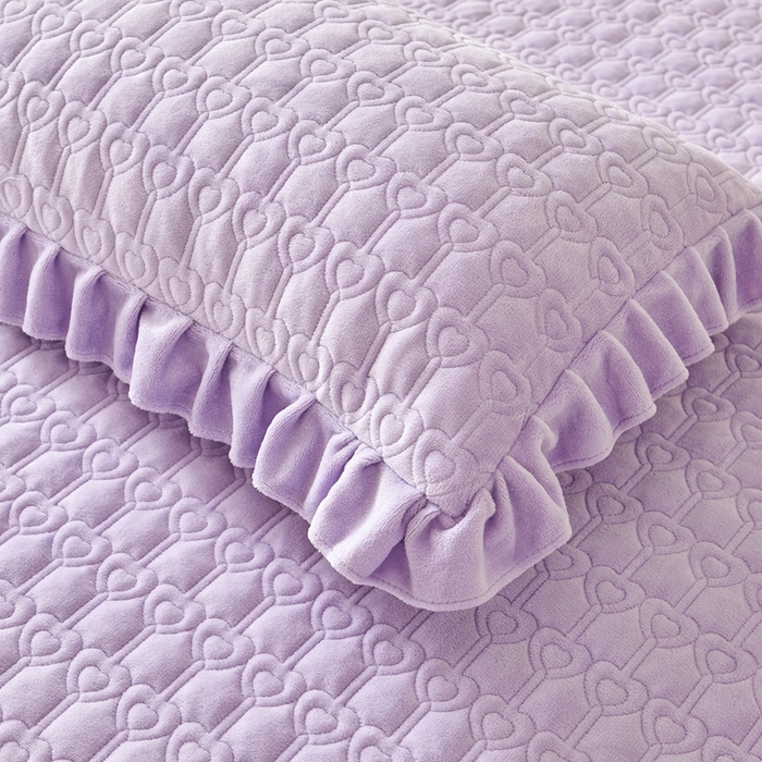 91家纺网 家纺一手货源 找家纺 怡源梦 2025新款A类牛奶绒夹棉床裙单件-甜心公主系列 紫色