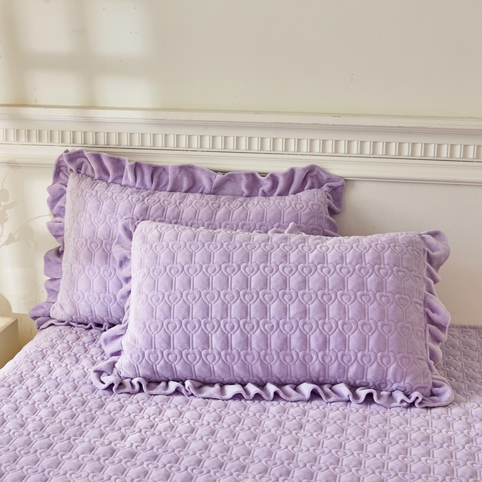 91家纺网 家纺一手货源 找家纺 怡源梦 2025新款A类牛奶绒夹棉床裙单件-甜心公主系列 紫色