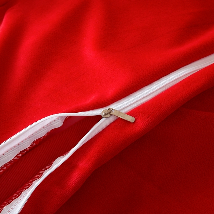 91家纺网 家纺一手货源 找家纺 怡源梦 2025新款A类牛奶绒夹棉床裙单件-甜心公主系列 大红色