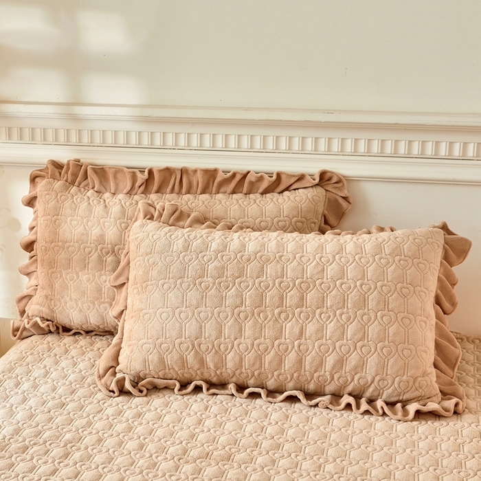 91家纺网 家纺一手货源 找家纺 怡源梦 2025新款A类牛奶绒夹棉床裙单件-甜心公主系列 咖色