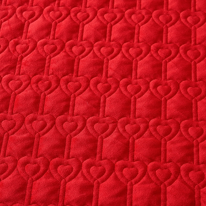 91家纺网 家纺一手货源 找家纺 怡源梦 2025新款A类牛奶绒夹棉床裙单件-甜心公主系列 大红色