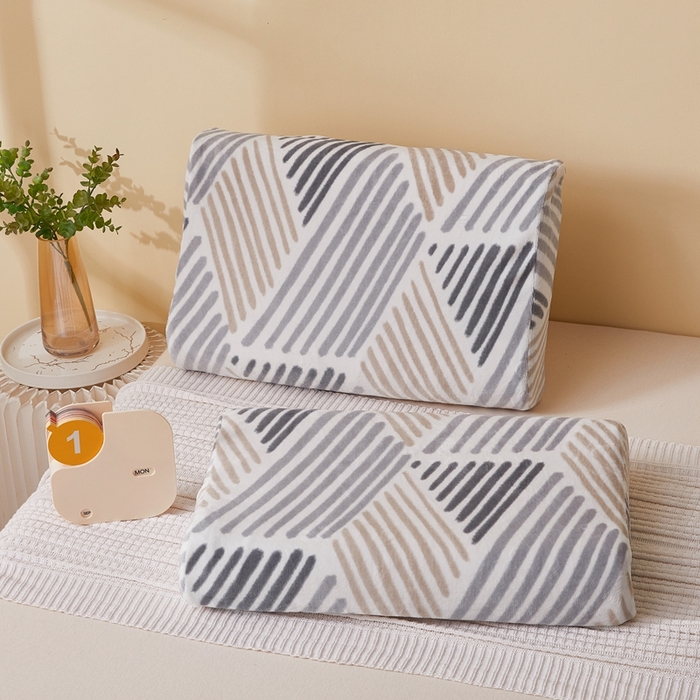 翎盈家纺 2025新款加厚高克重牛奶绒乳胶枕头套 柏拉图-灰