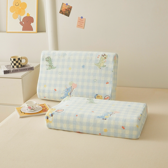 翎盈家纺 2025新款加厚高克重牛奶绒乳胶枕头套 恐龙乐园