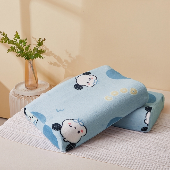 91家纺网 家纺一手货源 找家纺 翎盈家纺 2025新款加厚高克重牛奶绒乳胶枕头套 帕恰狗-蓝