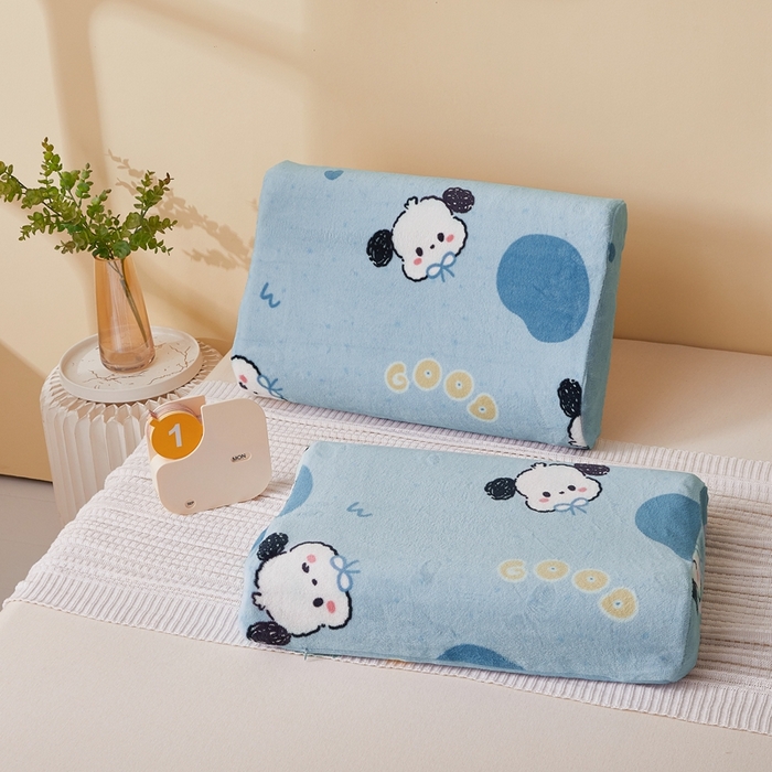 翎盈家纺 2025新款加厚高克重牛奶绒乳胶枕头套 帕恰狗-蓝