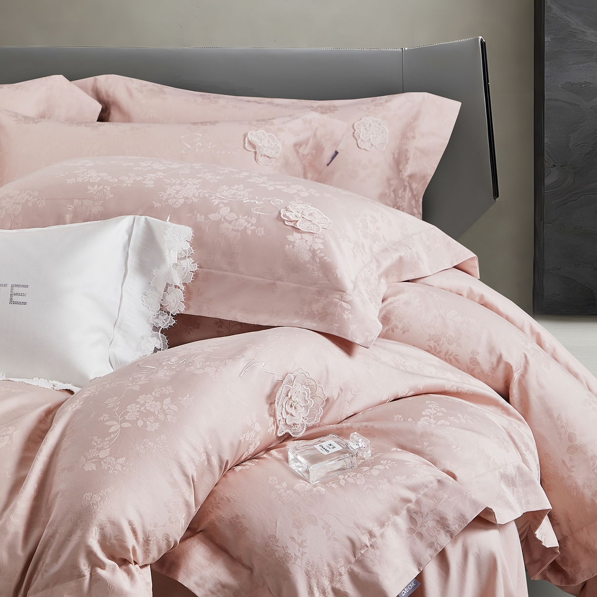 （总）玖玖爱家纺 2025新款长绒棉全棉纯棉磨毛提花四件套-夏沫