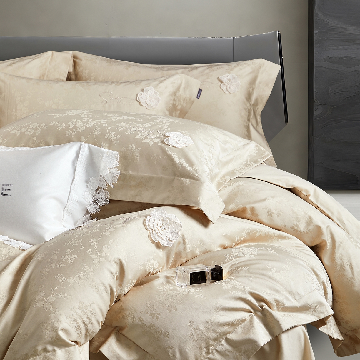 91家纺网 家纺一手货源 找家纺 （总）玖玖爱家纺 2025新款长绒棉全棉纯棉磨毛提花四件套-夏沫