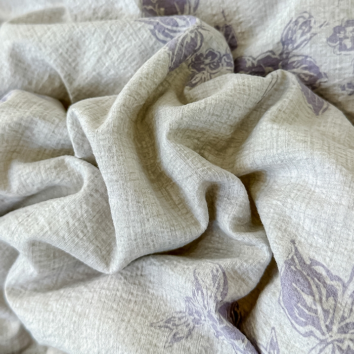 91家纺网 家纺一手货源 找家纺 芯恋 25年新款亚麻风全棉花边云感冬被四季被加厚冬被 花影