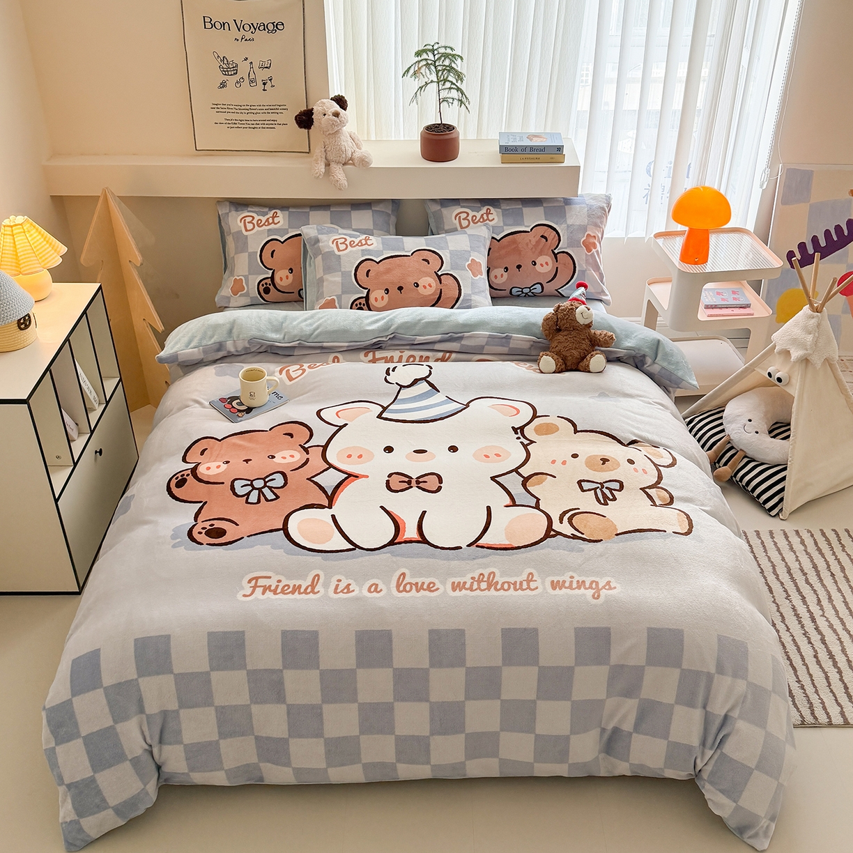 91家纺网 家纺一手货源 找家纺 （总）悦织湾家纺 2025新款大版卡通印花牛奶绒四件套儿童床绒套件学生宿舍单双人床上用品三四件套