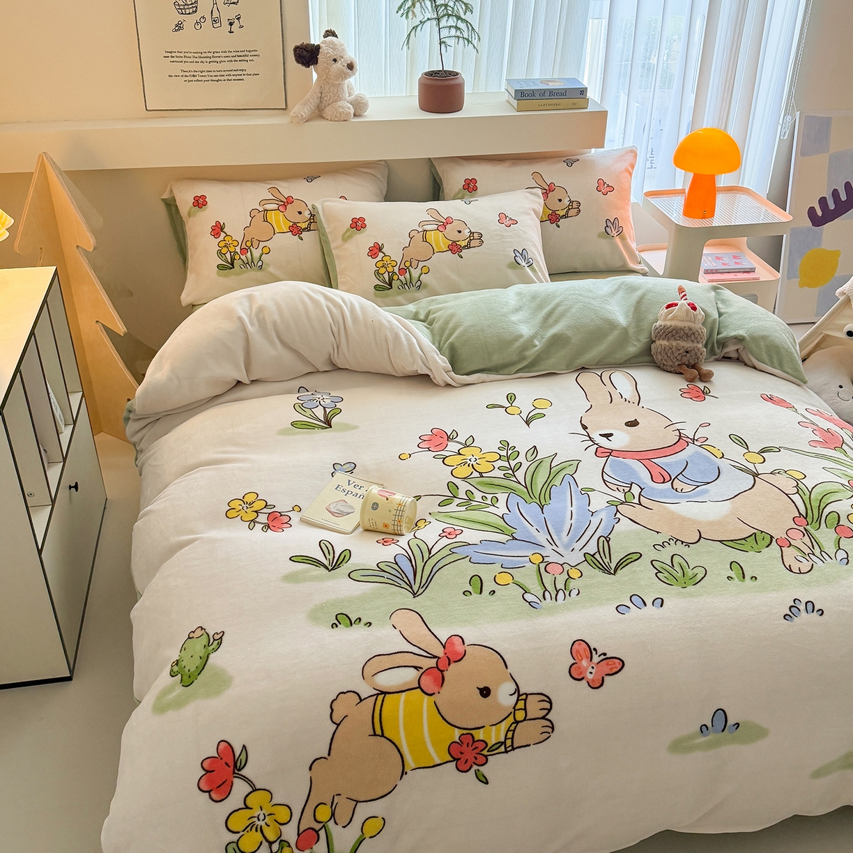 91家纺网 家纺一手货源 找家纺 悦织湾家纺 2025新款大版卡通印花牛奶绒四件套儿童床绒套件学生宿舍单双人床上用品三四件套 悠闲生活