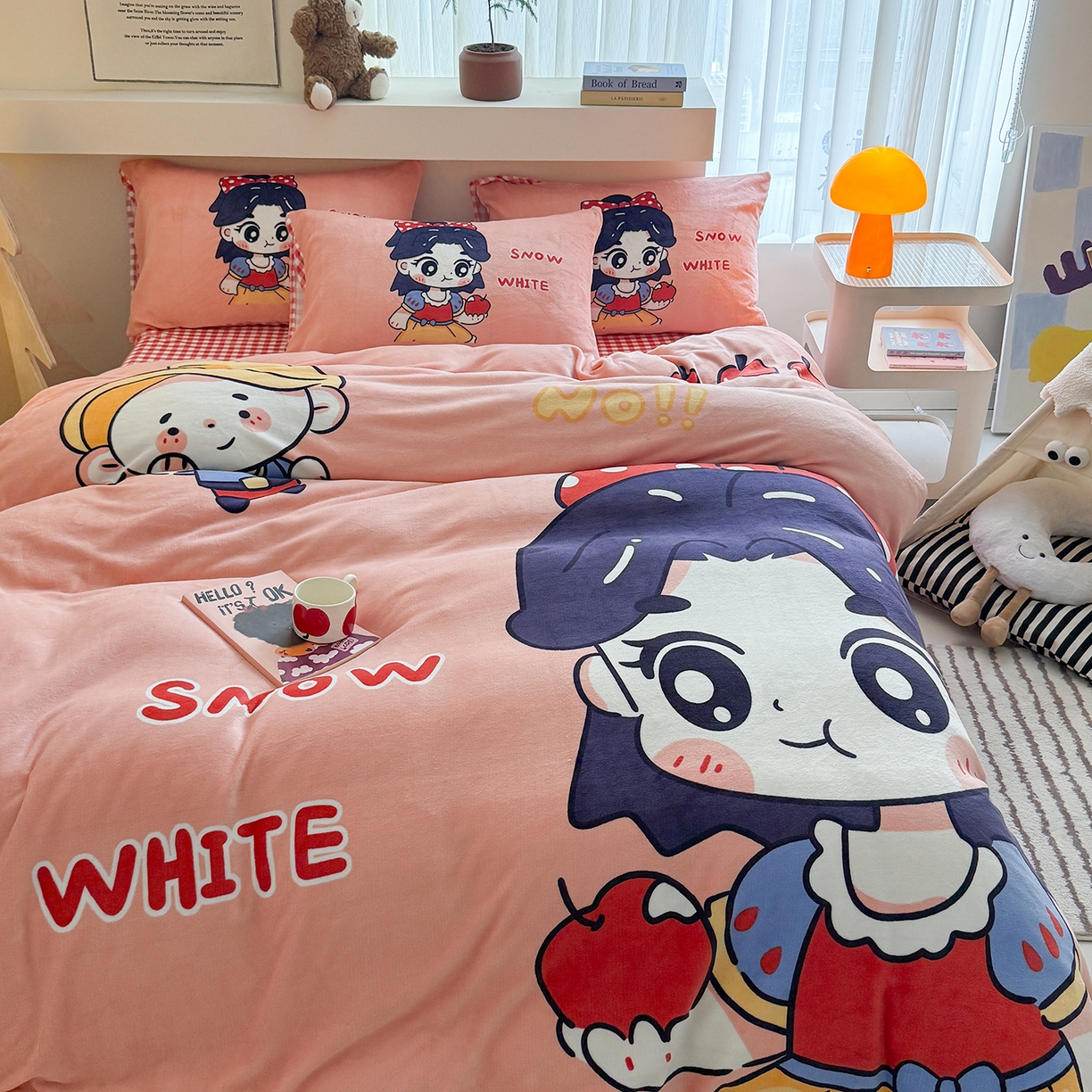 91家纺网 家纺一手货源 找家纺 悦织湾家纺 2025新款大版卡通印花牛奶绒四件套儿童床绒套件学生宿舍单双人床上用品三四件套 卡通公主