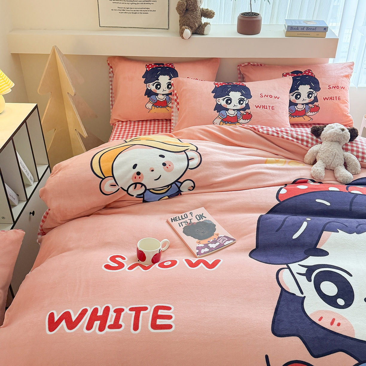 91家纺网 家纺一手货源 找家纺 悦织湾家纺 2025新款大版卡通印花牛奶绒四件套儿童床绒套件学生宿舍单双人床上用品三四件套 卡通公主