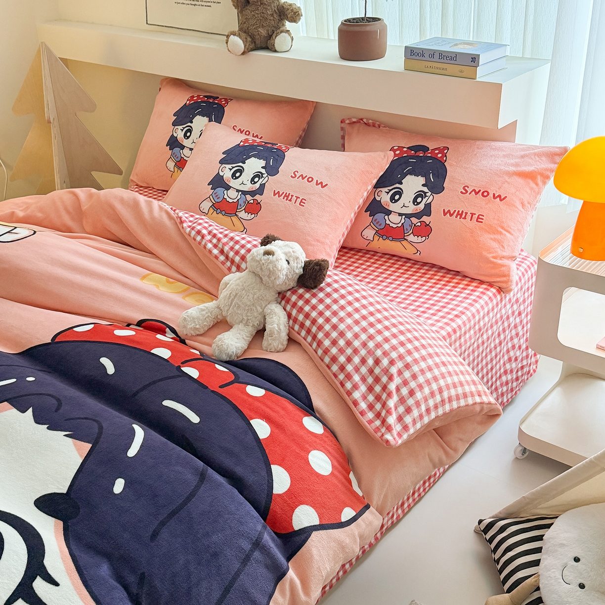 91家纺网 家纺一手货源 找家纺 悦织湾家纺 2025新款大版卡通印花牛奶绒四件套儿童床绒套件学生宿舍单双人床上用品三四件套 卡通公主