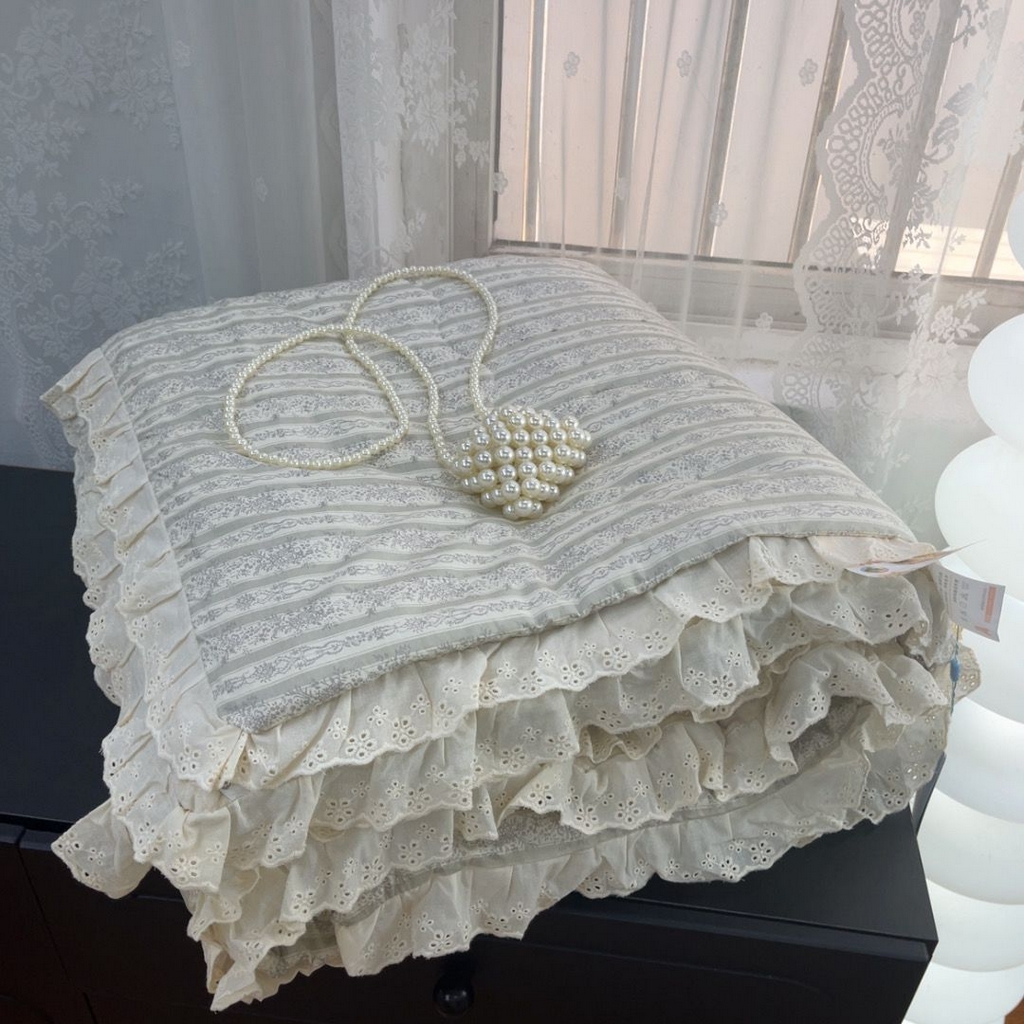 暖居 2025新款纯棉花边款春秋豆豆被四季通用 伊甸园