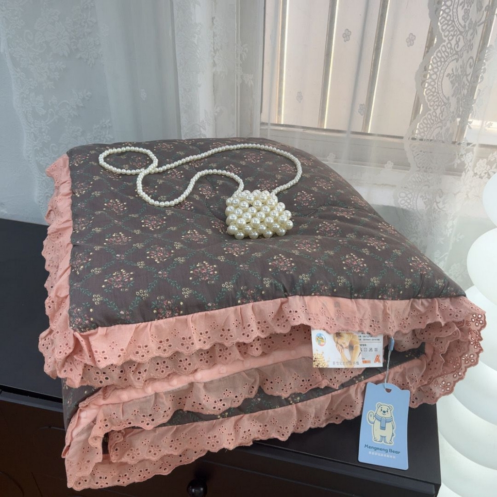 暖居 2025新款纯棉花边款春秋豆豆被四季通用 知画