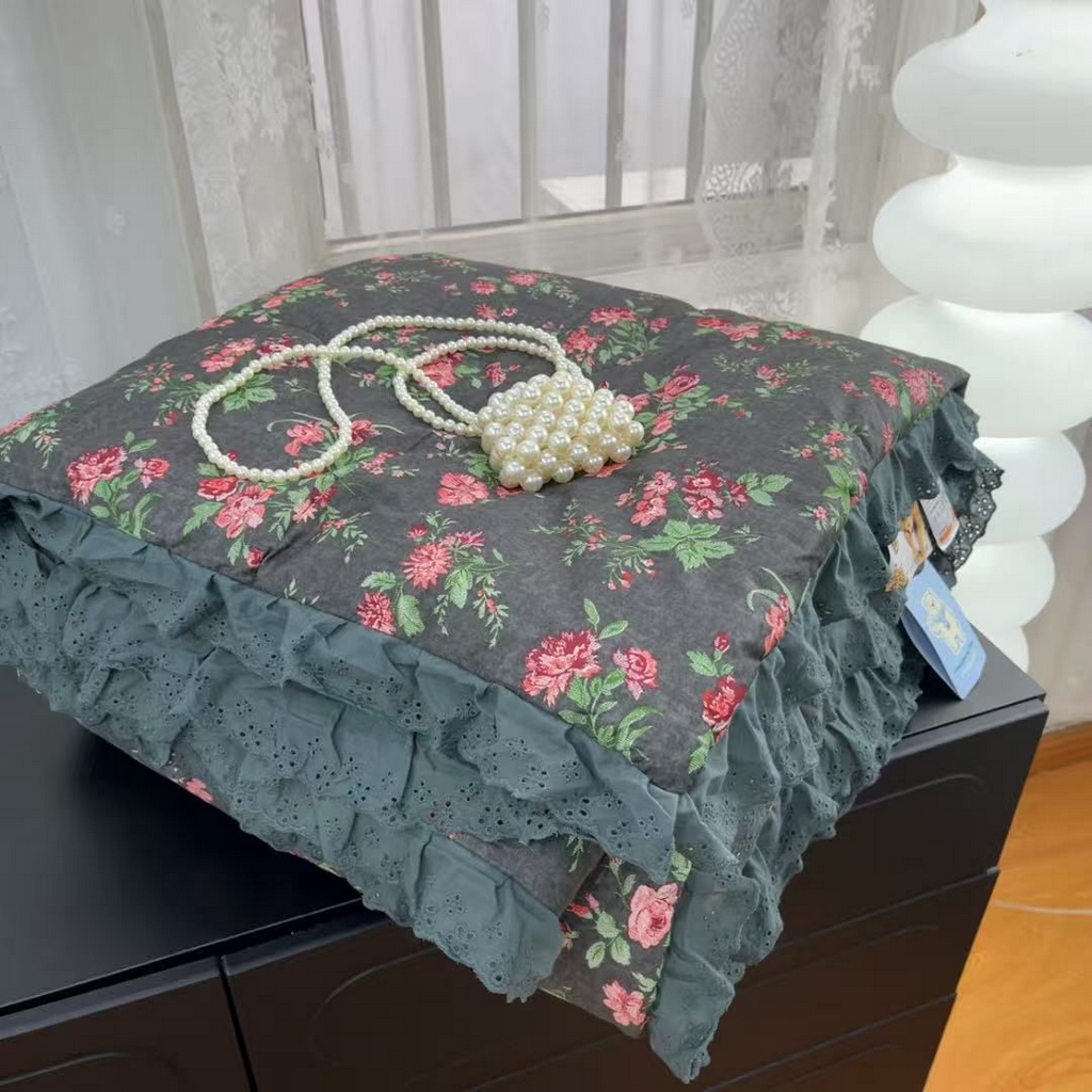 91家纺网 家纺一手货源 找家纺 暖居 2025新款纯棉花边款春秋豆豆被四季通用 中国美