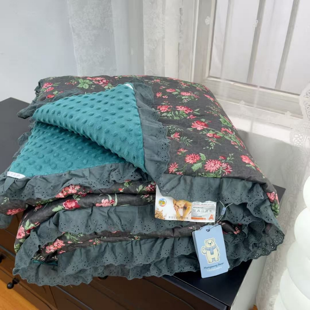 91家纺网 家纺一手货源 找家纺 暖居 2025新款纯棉花边款春秋豆豆被四季通用 中国美
