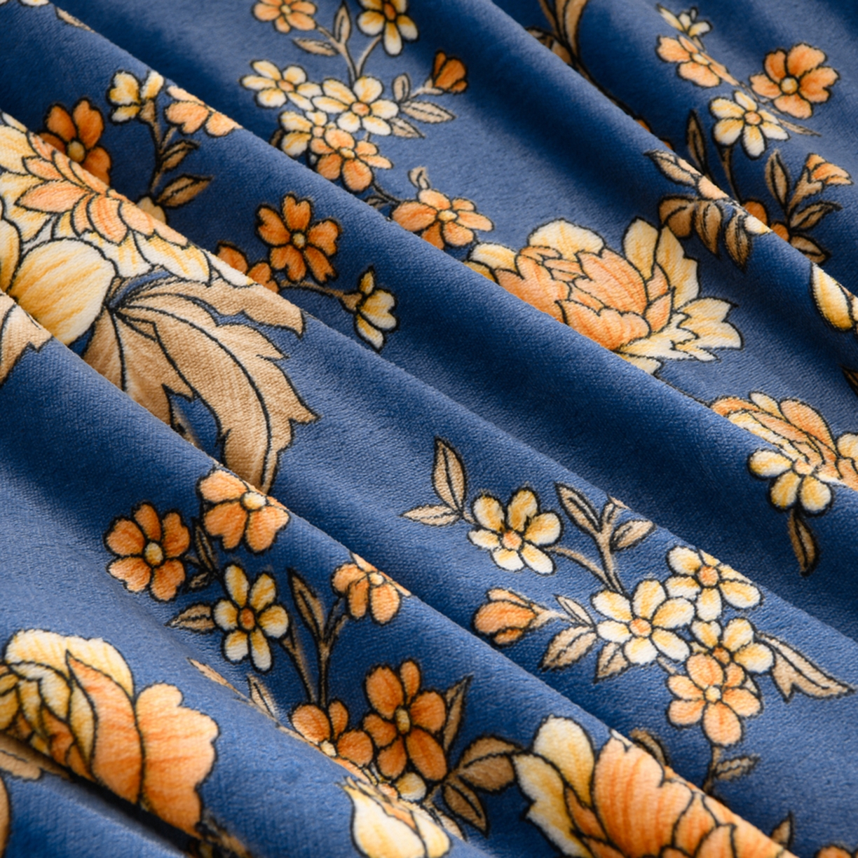 91家纺网 家纺一手货源 找家纺 紫月轩家纺 2025新款韩版牛奶绒花边款四件套 蓝庭序