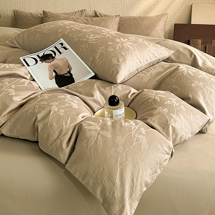 91家纺网 家纺一手货源 找家纺 （总）莱茵家居 2025新款全棉提花贡缎磨毛四件套