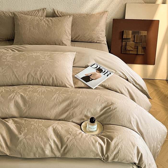 91家纺网 家纺一手货源 找家纺 （总）莱茵家居 2025新款全棉提花贡缎磨毛四件套