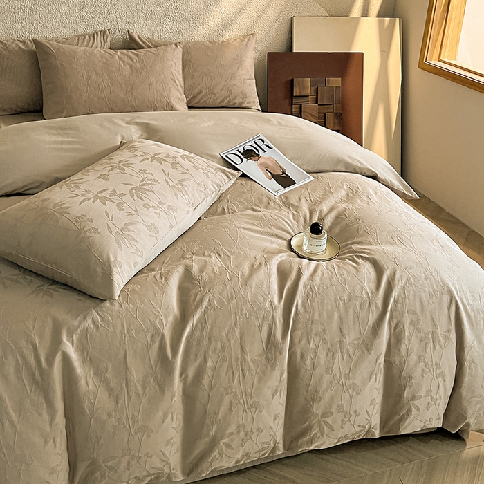 91家纺网 家纺一手货源 找家纺 （总）莱茵家居 2025新款全棉提花贡缎磨毛四件套