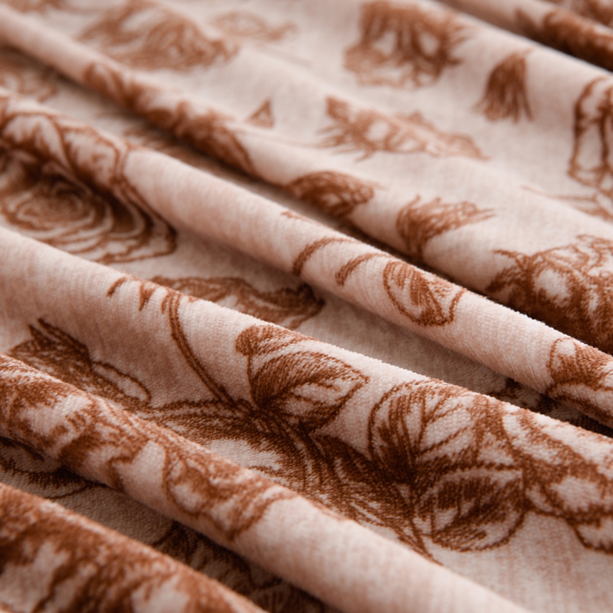 91家纺网 家纺一手货源 找家纺 紫月轩家纺 2025新款韩版牛奶绒花边款四件套 咖色玫瑰