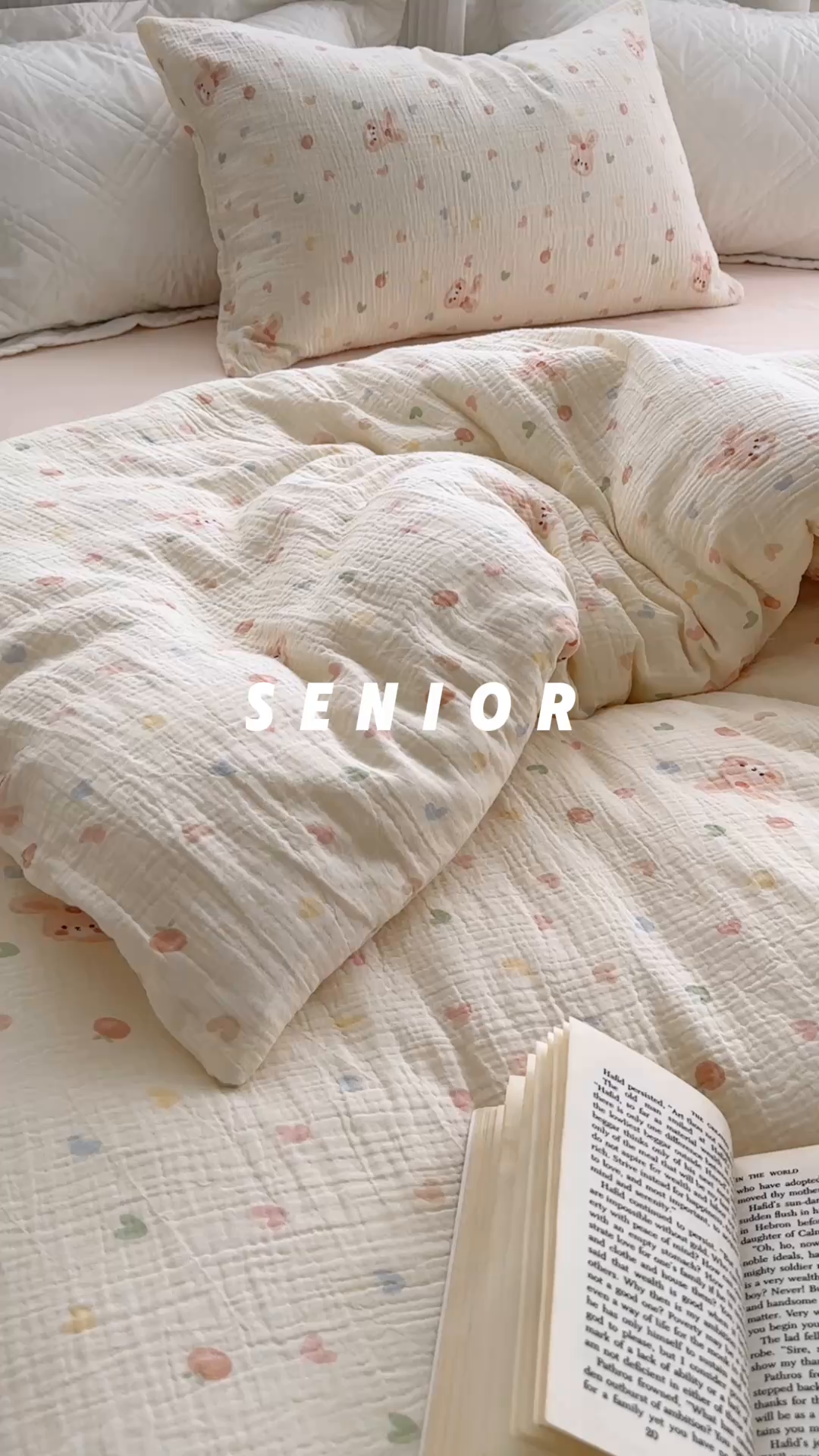 91家纺网 家纺一手货源 找家纺 洋铭区（原狠狠爱） 2025新款皱皱纱A类全棉纯棉人字纹四件套系列 萌兔果果