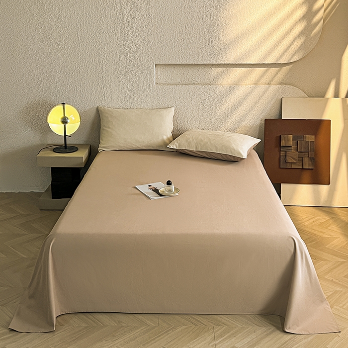 91家纺网 家纺一手货源 找家纺 莱茵家居 2025新款全棉提花贡缎磨毛四件套 银河-奶咖