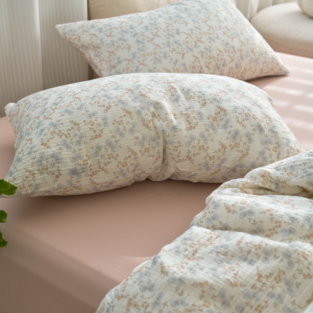 91家纺网 家纺一手货源 找家纺 洋铭区（原狠狠爱） 2025新款皱皱纱A类全棉纯棉人字纹四件套系列 麦穗小花