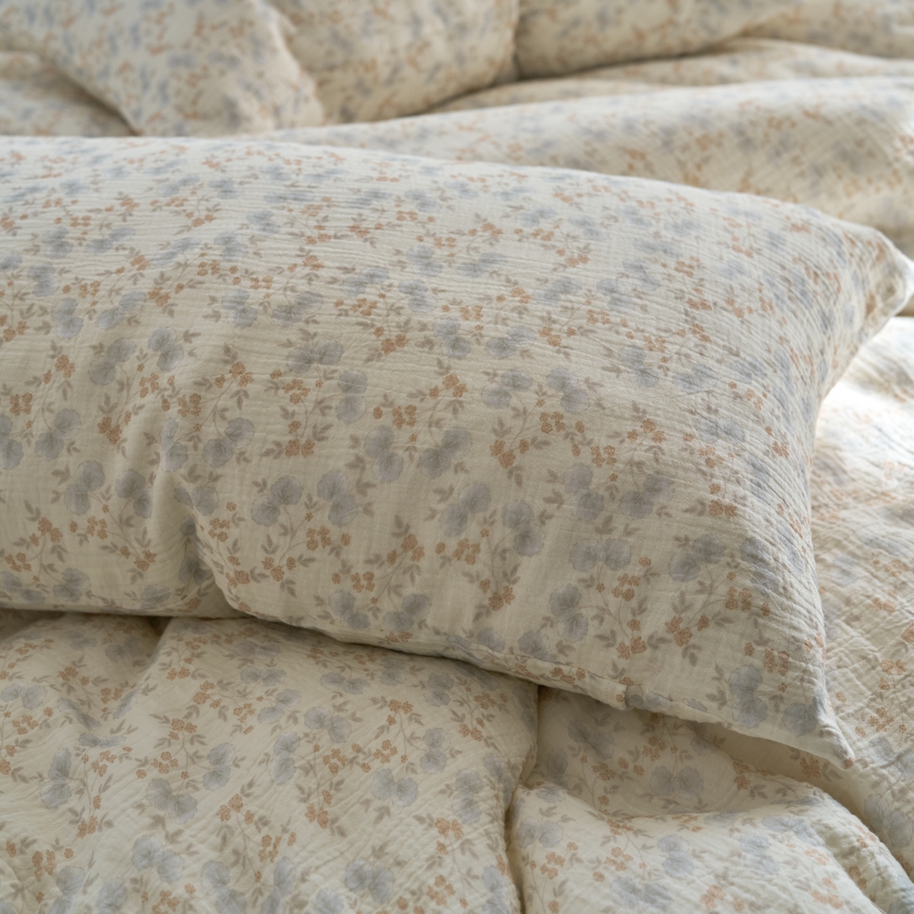 91家纺网 家纺一手货源 找家纺 洋铭区（原狠狠爱） 2025新款皱皱纱A类全棉纯棉人字纹四件套系列 麦穗小花