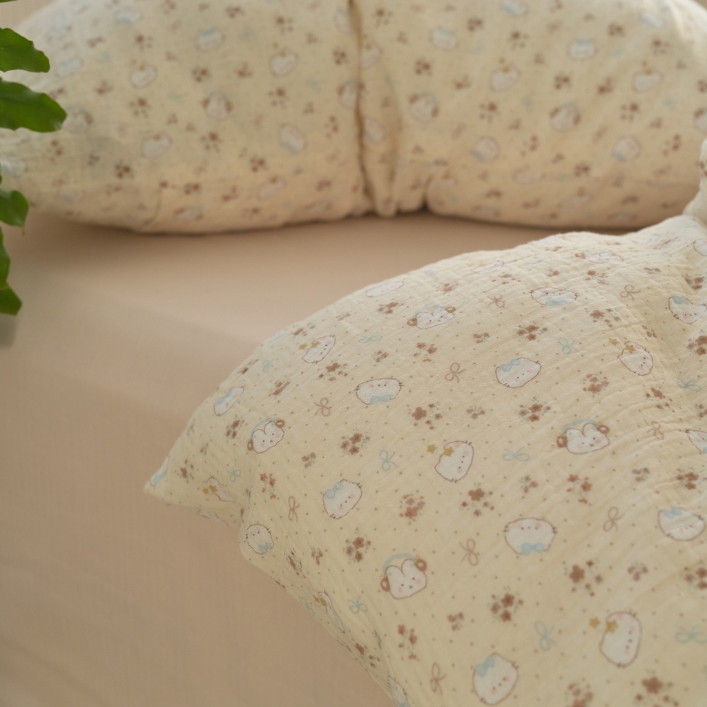 91家纺网 家纺一手货源 找家纺 洋铭区（原狠狠爱） 2025新款皱皱纱A类全棉纯棉人字纹四件套系列 猫咪花