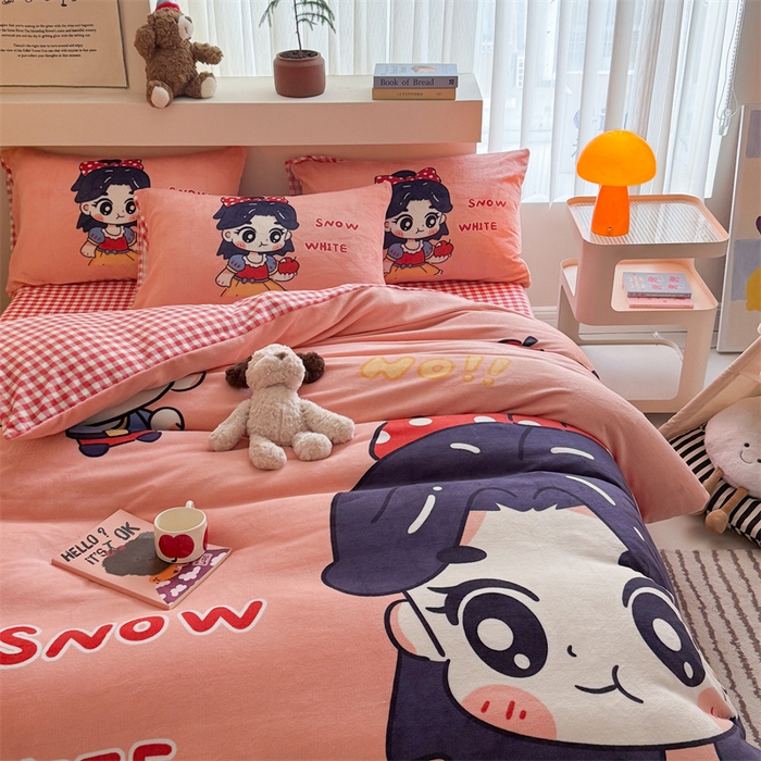 91家纺网 家纺一手货源 找家纺 潮邦创意家居 2025新款大版卡通牛奶绒四件套 卡通公主