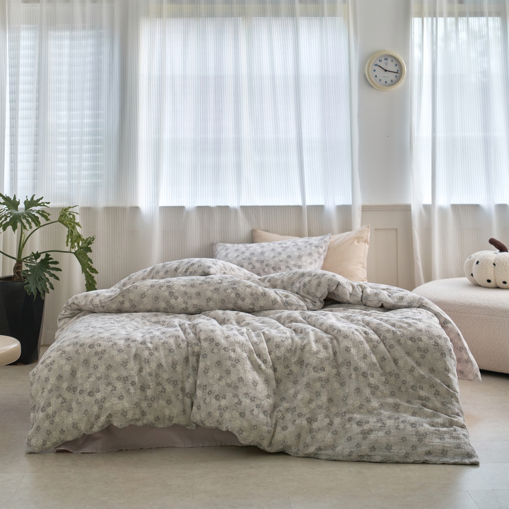 91家纺网 家纺一手货源 找家纺 洋铭区（原狠狠爱） 2025新款皱皱纱A类全棉纯棉人字纹四件套系列 水墨意境