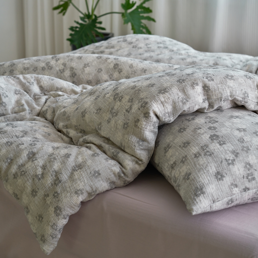 91家纺网 家纺一手货源 找家纺 洋铭区（原狠狠爱） 2025新款皱皱纱A类全棉纯棉人字纹四件套系列 水墨意境