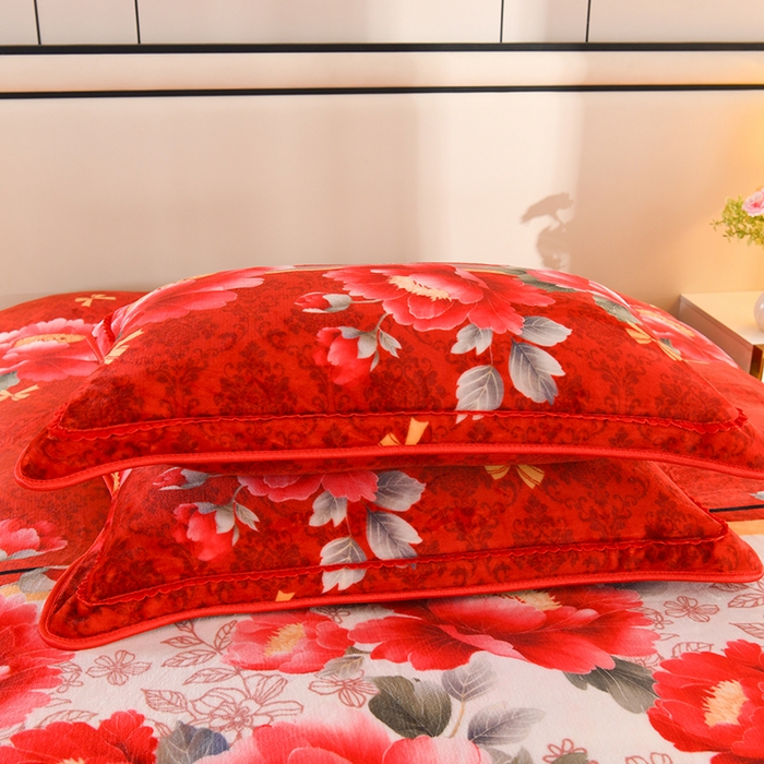 91家纺网 家纺一手货源 找家纺 雨洋2025新款加厚保暖8.5斤牛奶绒金貂婴儿绒四件套 吉祥如意